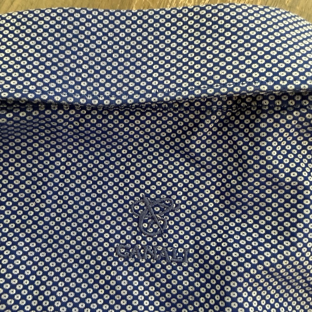 Canali Micro Print Men's 50 20.5 Modern Fit Blue Button Up Dress Shirt Exclusive - Picture 6 of 14